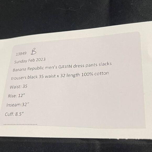 BR Banana Republic black dress pants chinos khakis 35 x 32 waist 35 length 32 - Picture 15 of 16